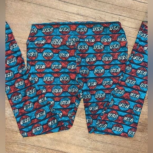 LuLaRoe Adult 12-18 Leggings • Vintage Americana Collection • Red White & Blue - Picture 9 of 16